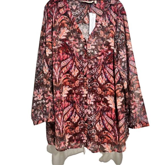 NWT Soft Surroundings Multicolor Tapestry Floral Paisley Tasha Top Plus Size 3X - Picture 2 of 9
